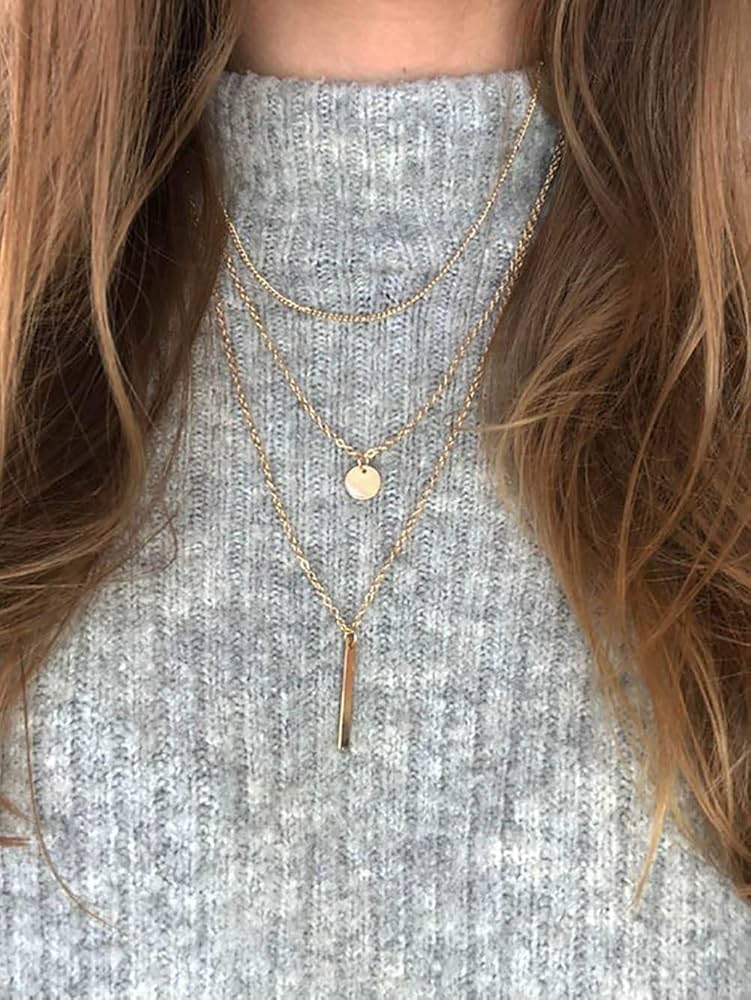 アクセサリー Octi Layered  Pendant Necklace Layered Gold Choker Necklaces for Women,Stackable Stacked